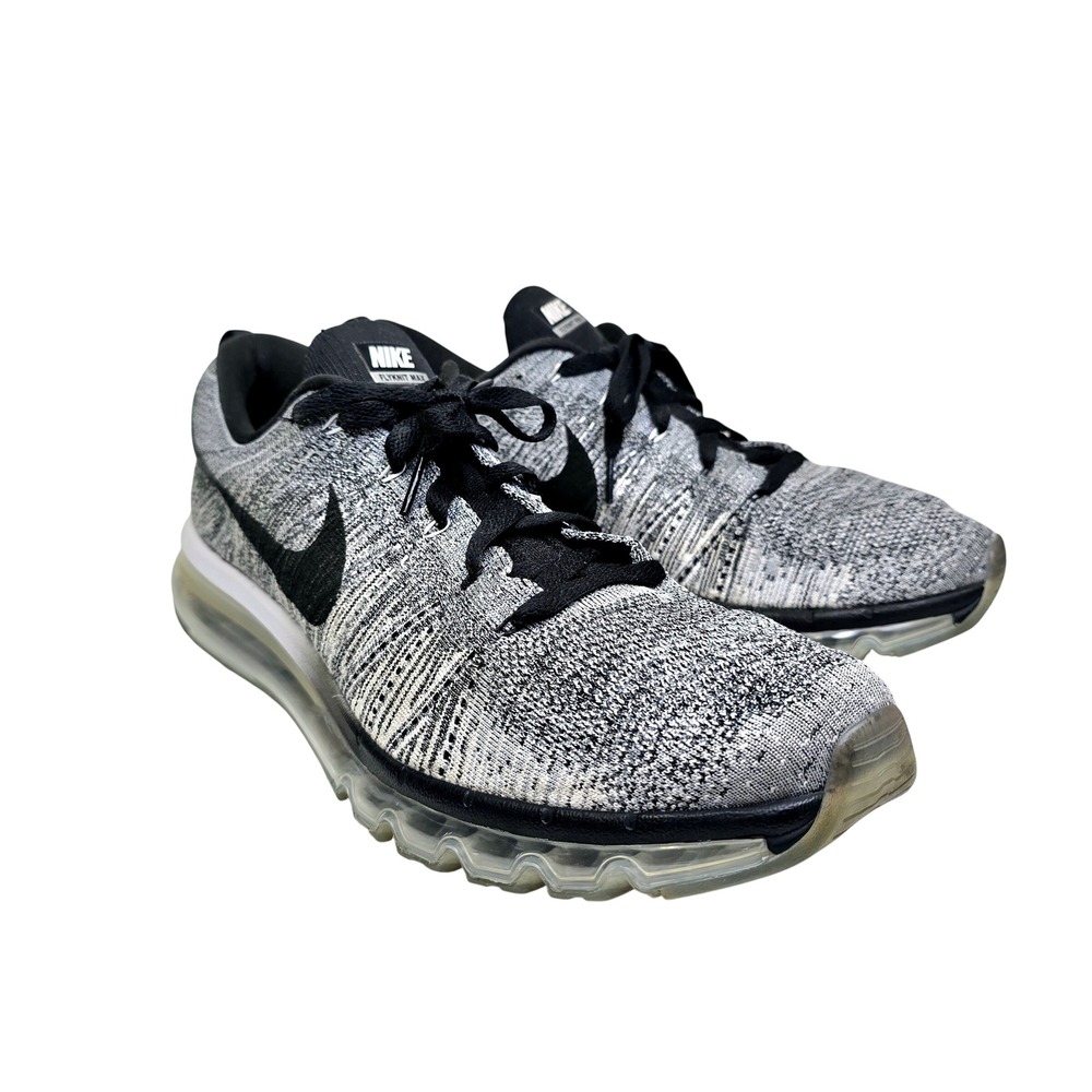 Nike Mens Flyknit Air Max "Oreo" Running Shoes Black White Grey  Size 11.5